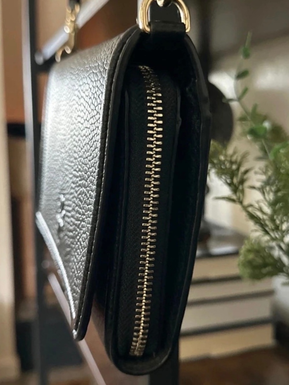 Tory Burch, black cross body wallet purse